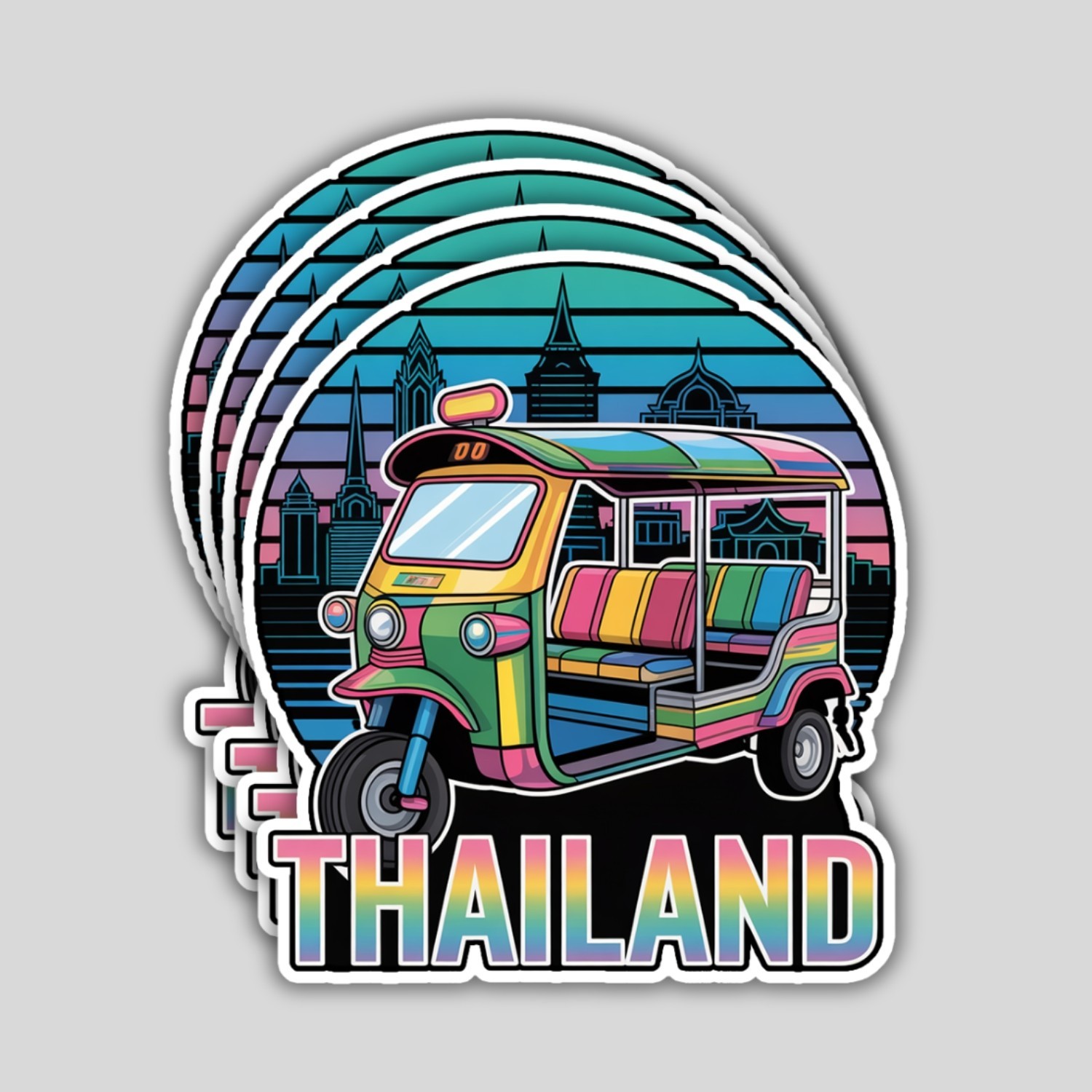4Pcs Thailand Travel Stickers: Waterproof Vinyl Decals – Asia Souvenir
