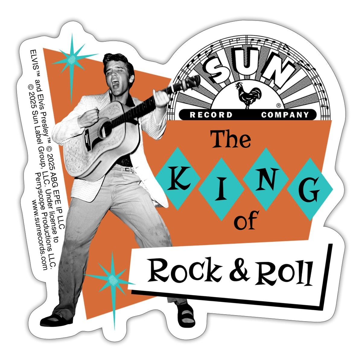 Elvis Presley The King Of Rock & Roll Sticker, max. 4 x 4″
