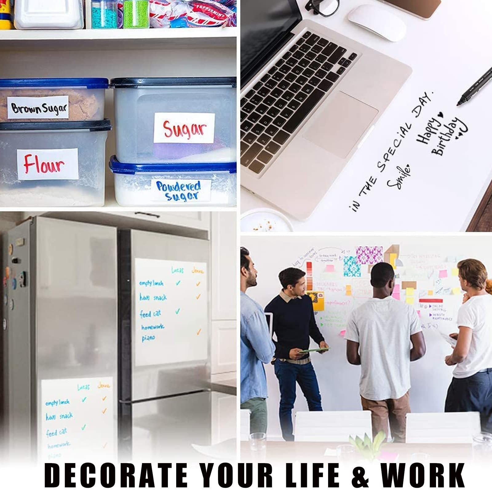 Self Adhesive White Board Paper – Dry Erase Wall Stickers Roll 17.7″ x 78.7″ (6