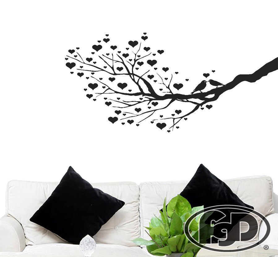 FGD Heart Tree Vinyl Wall Decal / Sticker in Black or White 20″ x 42″