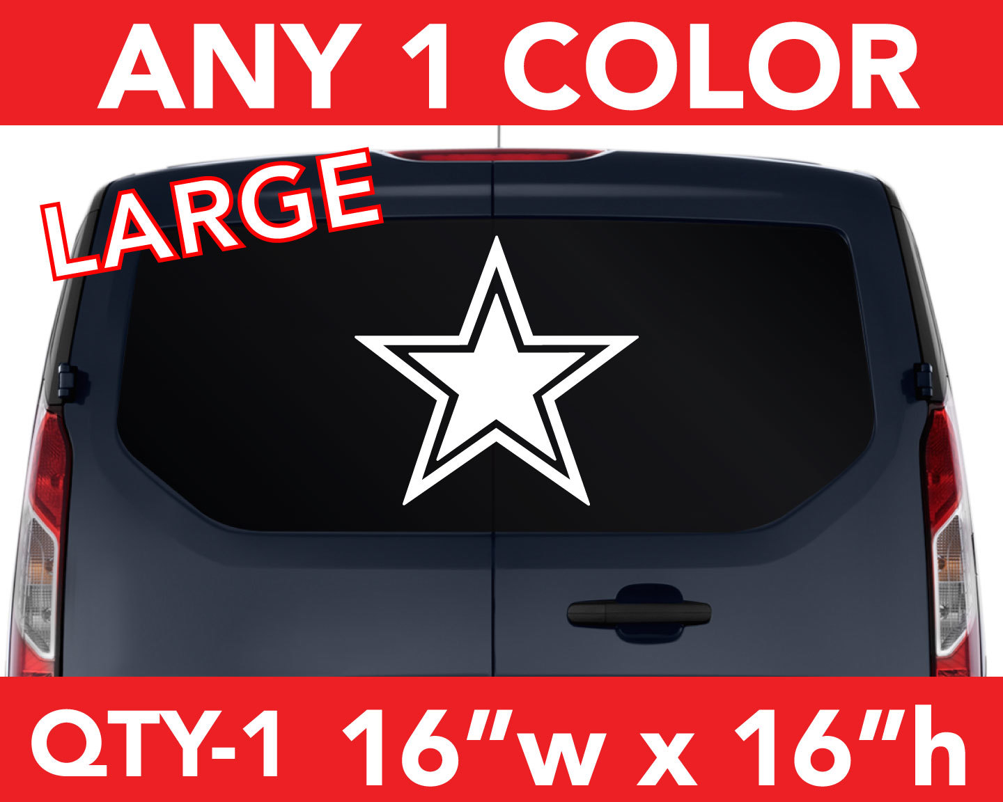 DALLAS COWBOYS “STAR” ONLY WALL AUTO DECAL STICKER 16″w x 16″h ANY 1 COLOR