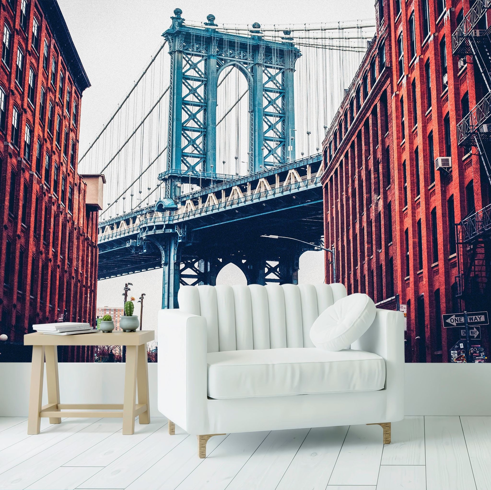 New York City Wall Mural Peel and Stick Wallpaper. Vintage Dumbo NYC. Brooklyn N