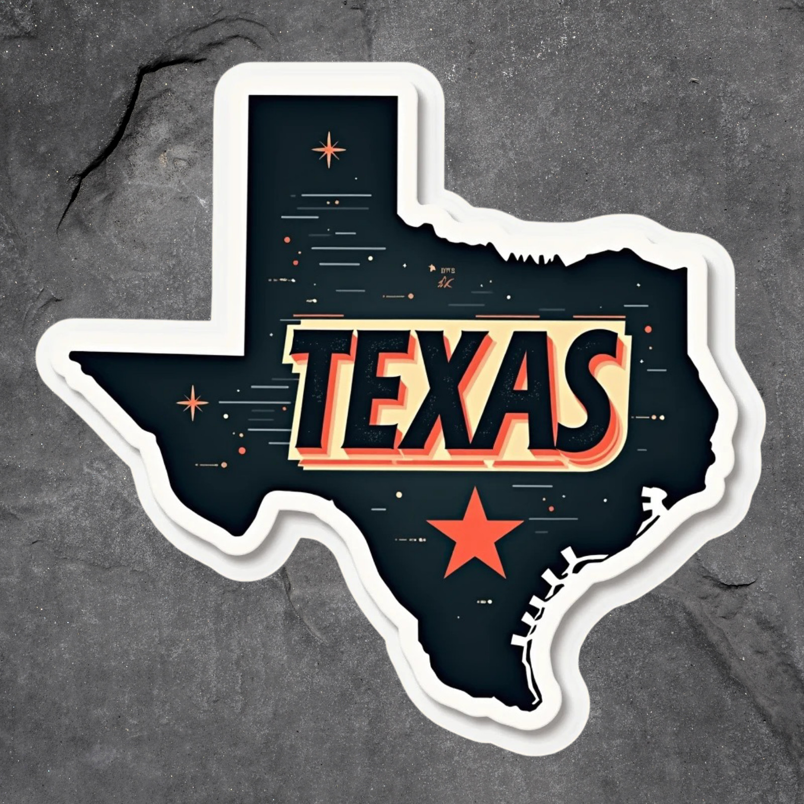 Texas sticker vinyl decal texas map modern star minimalist bold design