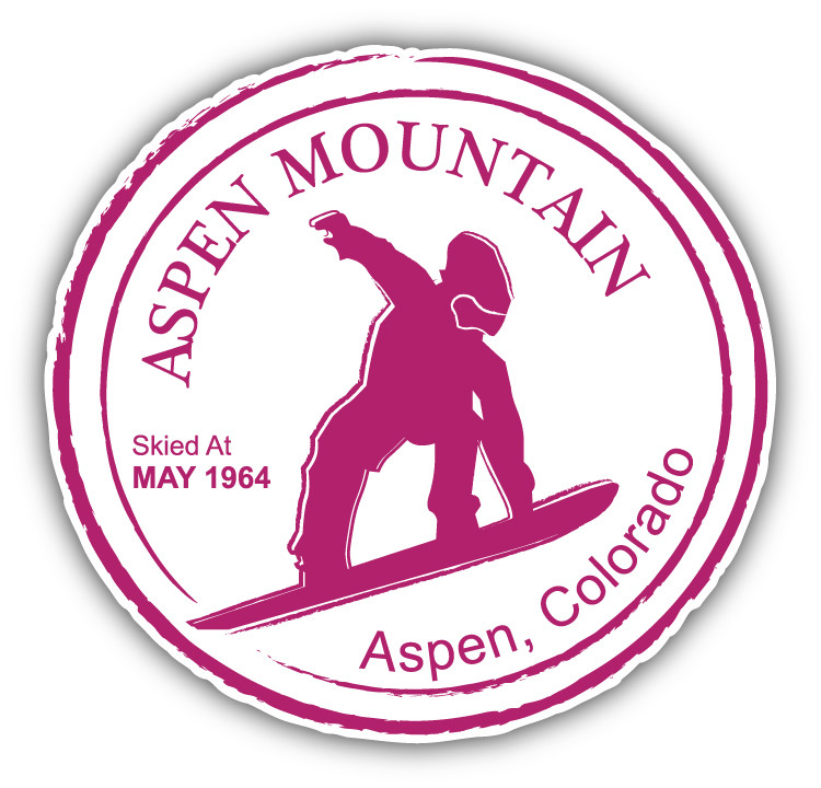 Aspen Mountain Colorado Retro Ski Resort Stamp Car Bumper Sticker-9”,12”or14”
