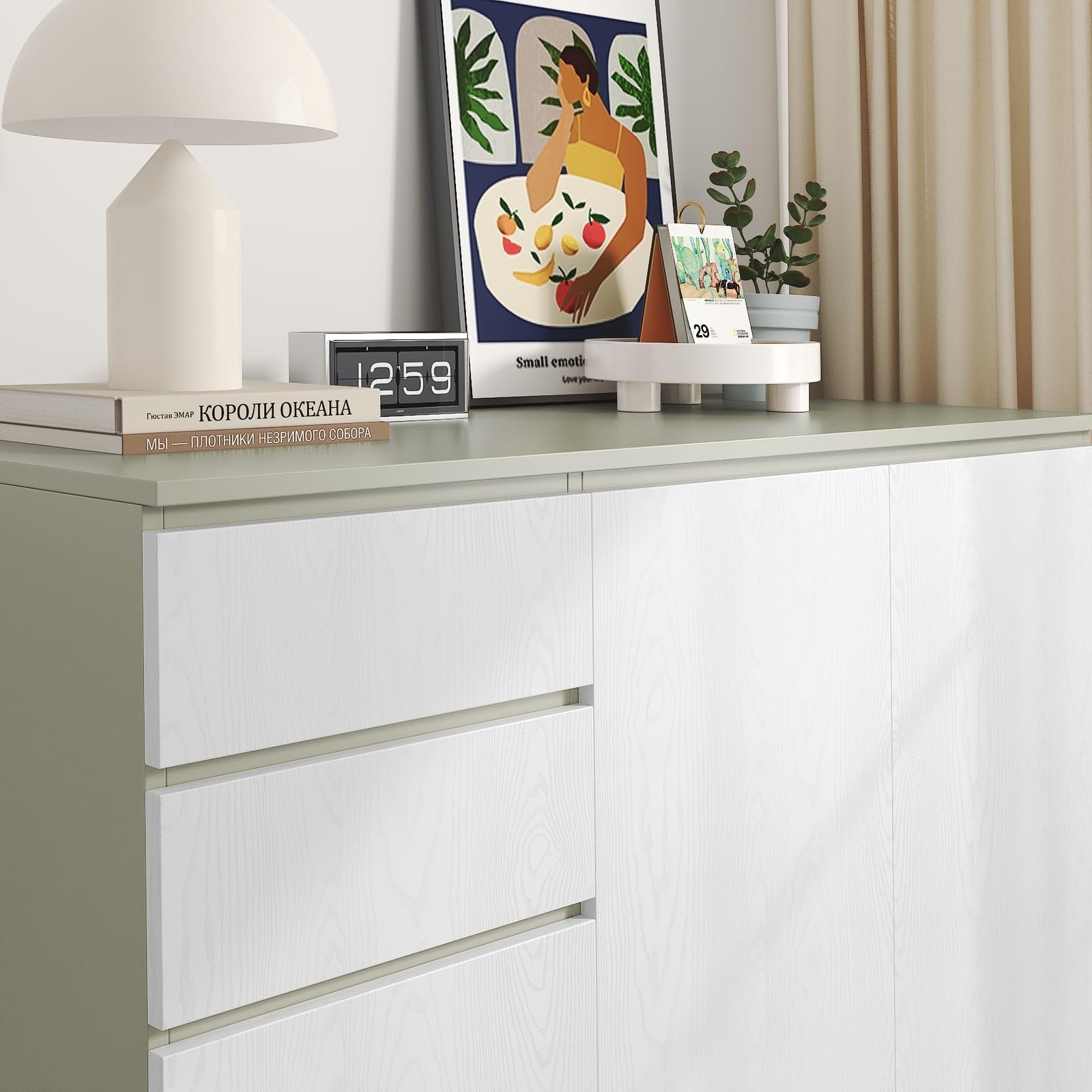 LACHEERY Thick White Wood Grain Contact Paper Waterproof Oak Wood Look Contac…