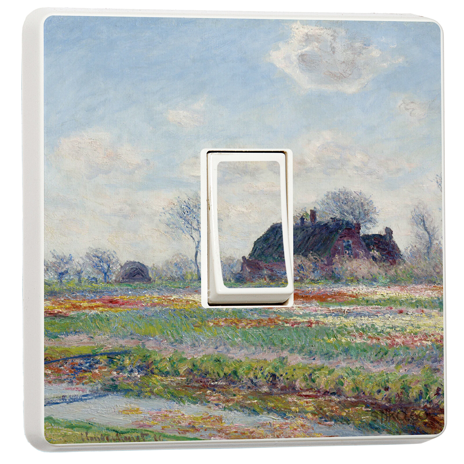 Pack of 2 Tulip Fields, Claude Monet Art Design for Single Light Switch Cover