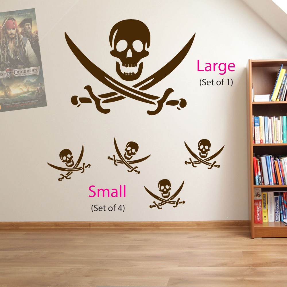 Skull and Cross Bones Pirates Swords Skulls Kids Wall Stickers Decal Decor A19