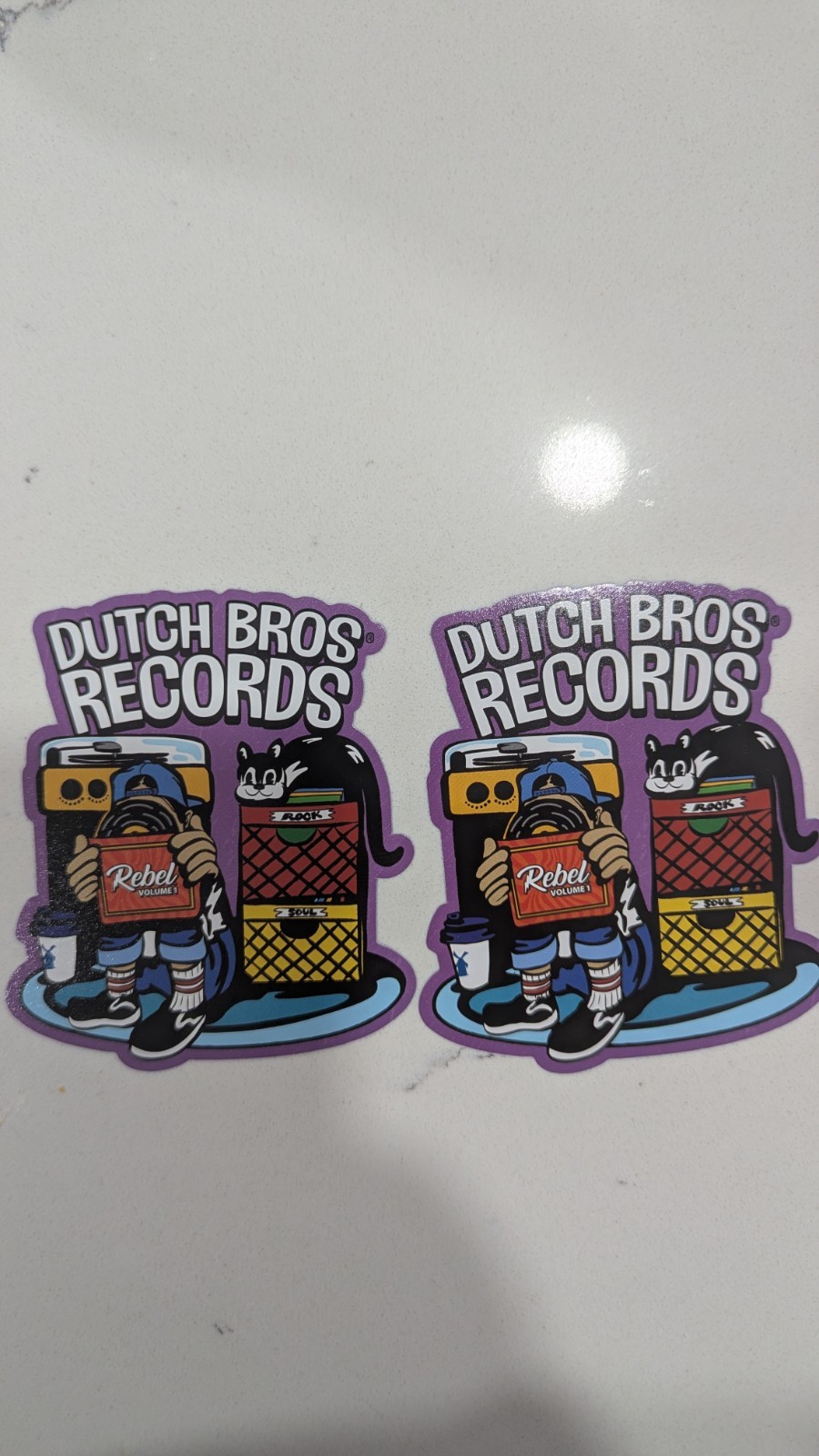 DUTCH BROS MAY 6 2026 “Dutch Bros Records” Rebel Volume I Sticker Lot Of (2)