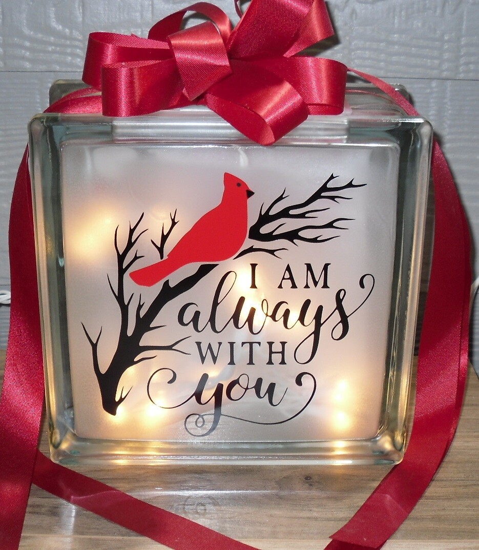 I am always with you cardinal decal sticker for DIY 8″ Glass block tile
