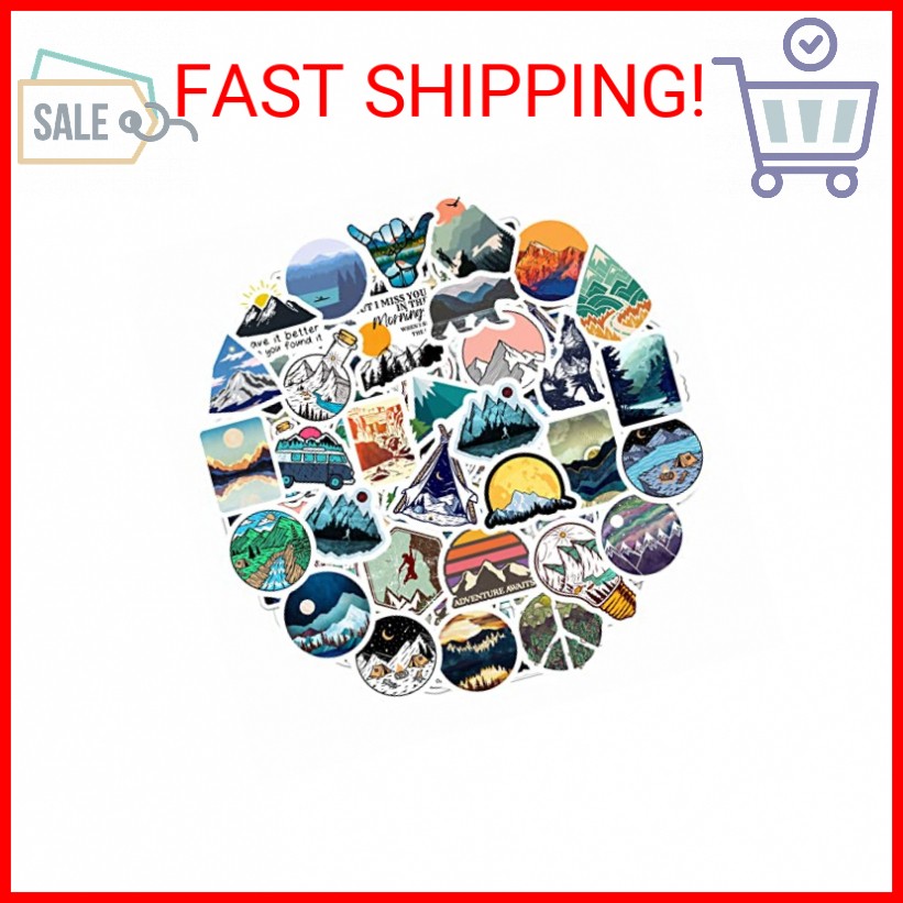 BulbaCraft 100 Pcs Mountain Stickers for Water Bottle, Outdoor Stickers, Camping
