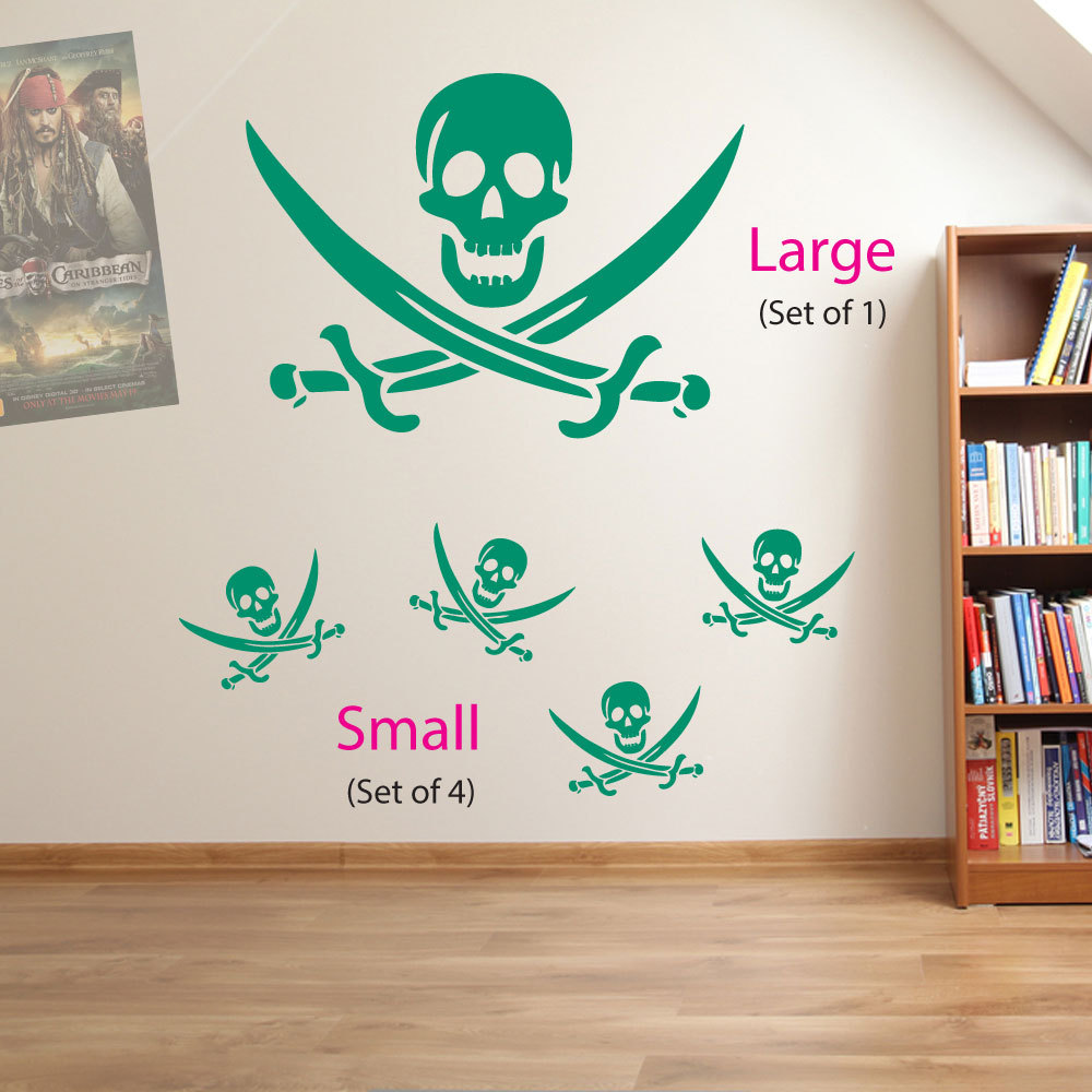 Skull and Cross Bones Pirates Swords Skulls Kids Wall Stickers Decal Decor A19
