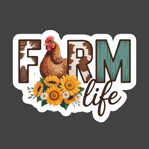 Chicken Sticker Vinyl Decal Farm Life Sunflowers Country Farmhouse Decor