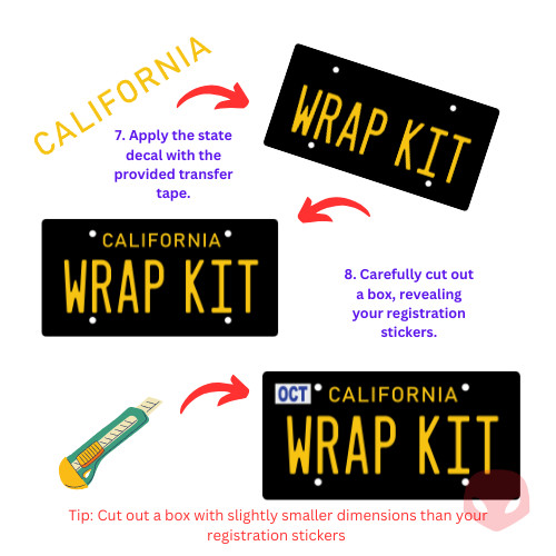 Cherry Red and Daffodil Yellow Gloss California Plate Wrap DIY Kit Matte Black
