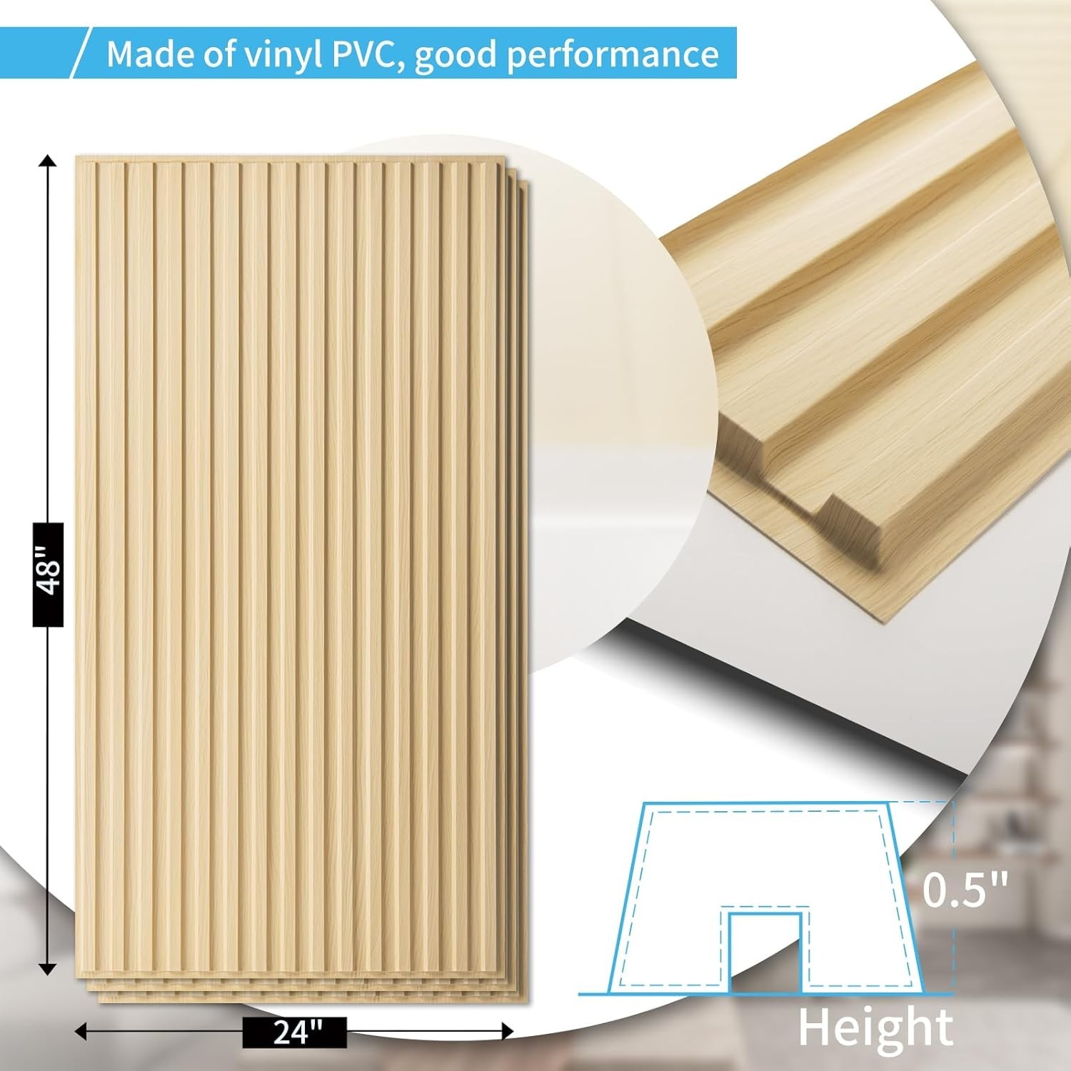 Interior Decor Slat Design Panels – Oak, 6-Pack