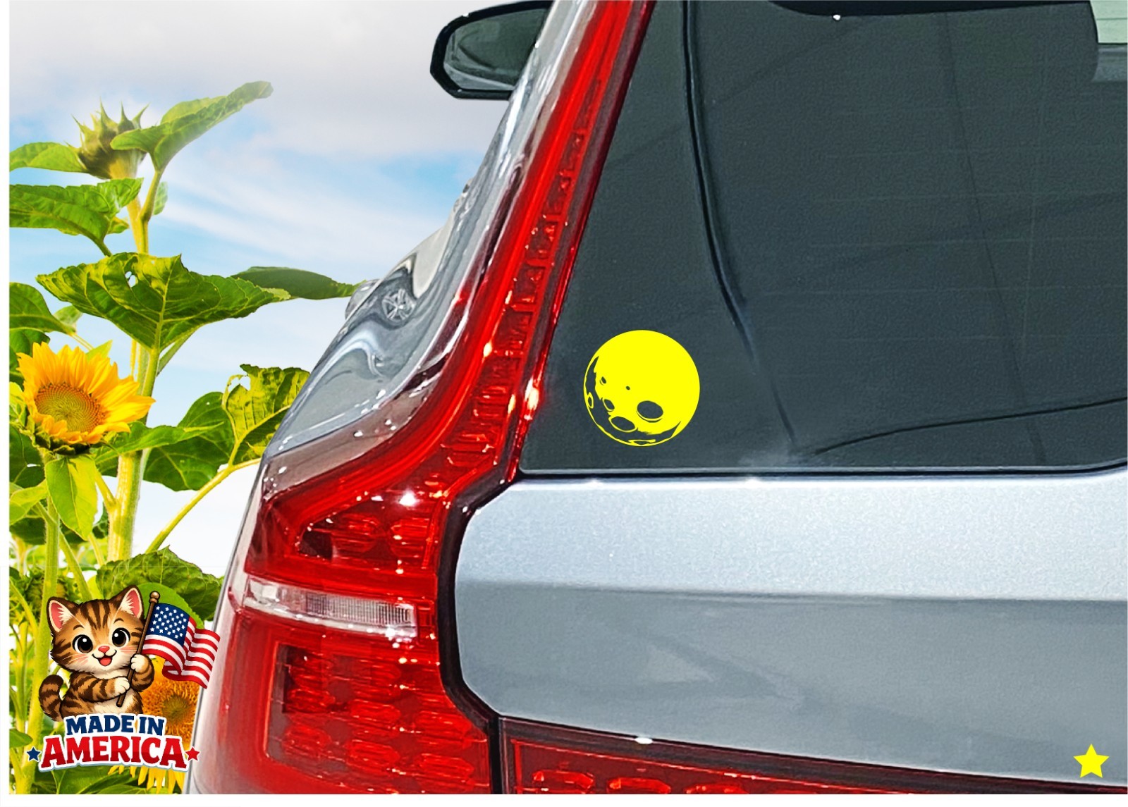 Full Moon Silhouette Decal Sticker Eclipse Space Night Sky Star Fake Landing