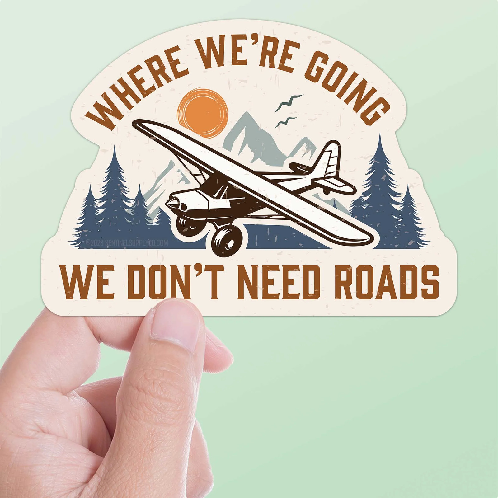 Where We’re Going We Don’t Need Roads Airplane Pilot Sticker