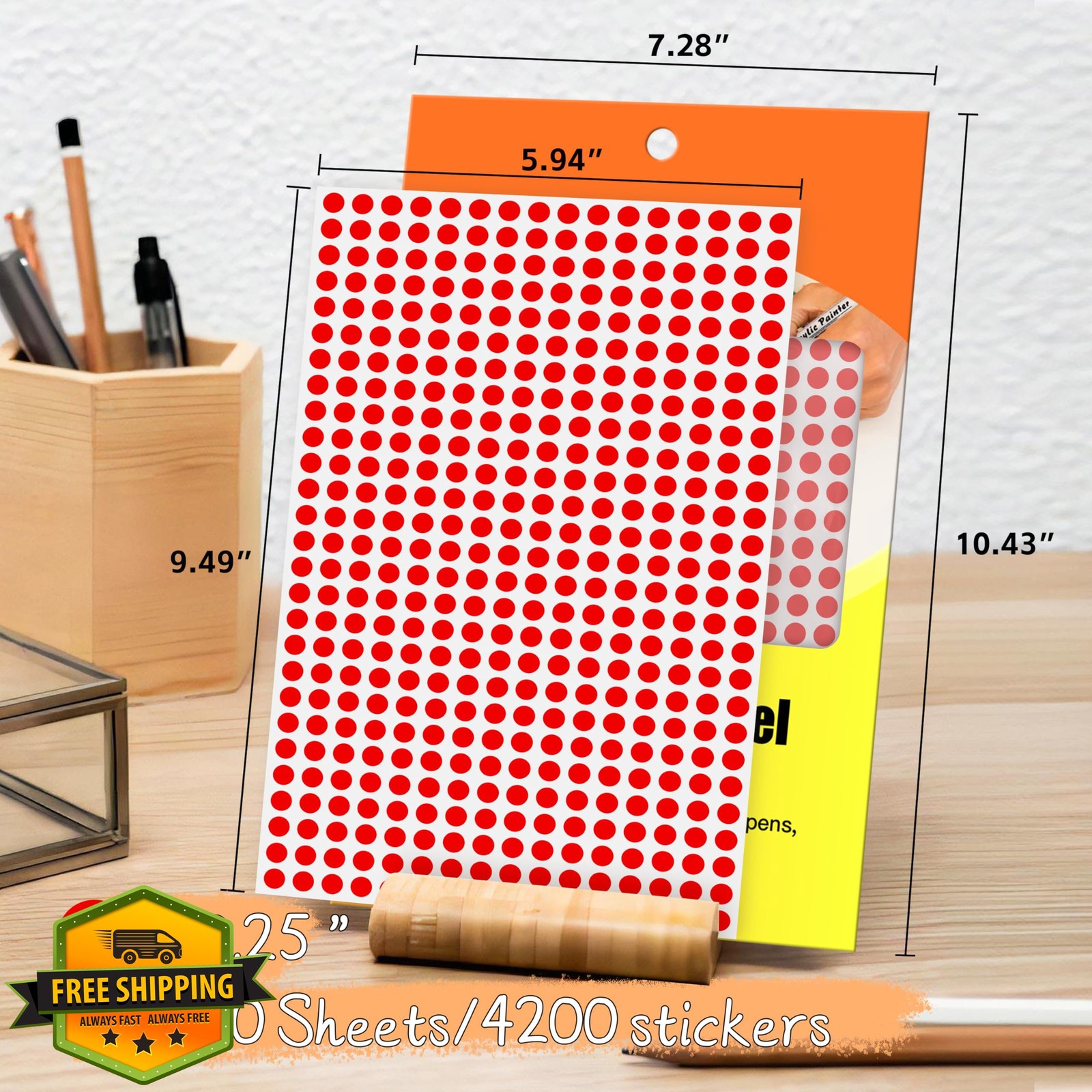 WANSTE Red Color Coding Dots 0.25 Inch