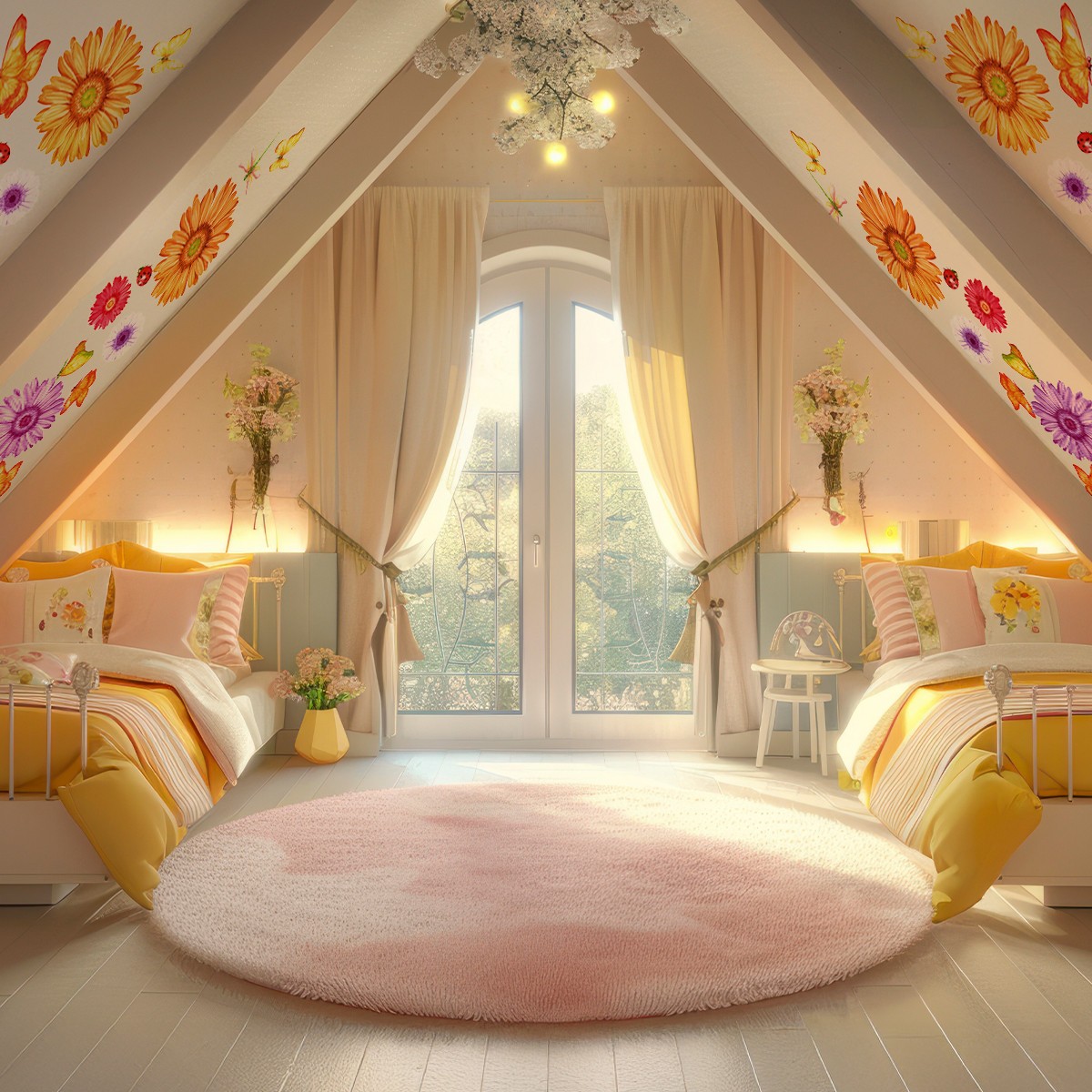 Daisy Wall Decals – Flower Wall Stickers, Nursery Decor, Kids Room Wall Art