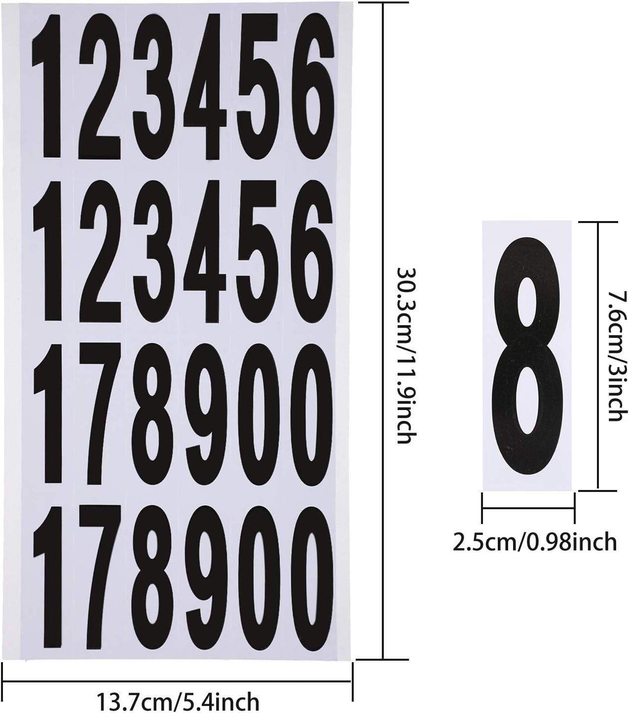 Minimalist Vinyl Number Stickers 3 Inch for Mailbox and Business Signs