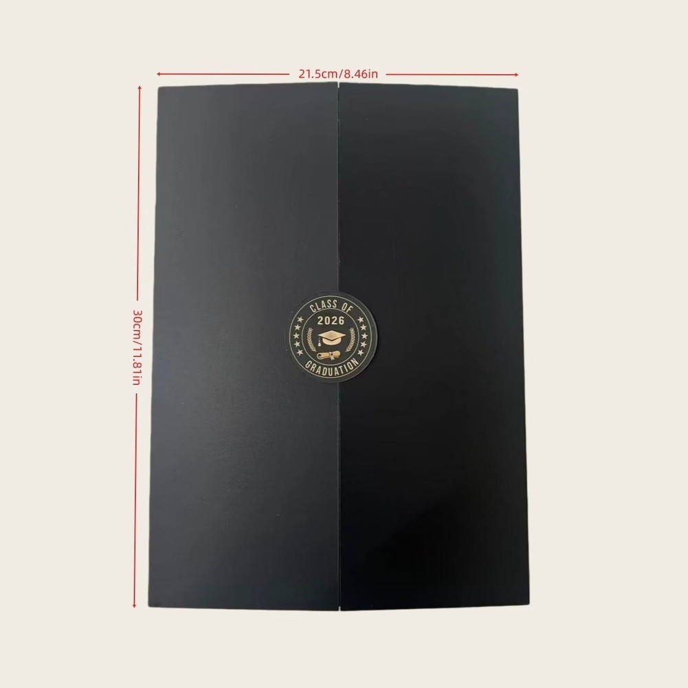 2026 Graduation Guestbook Alternative Compact Display Black Gold 30 x 21.5 cm