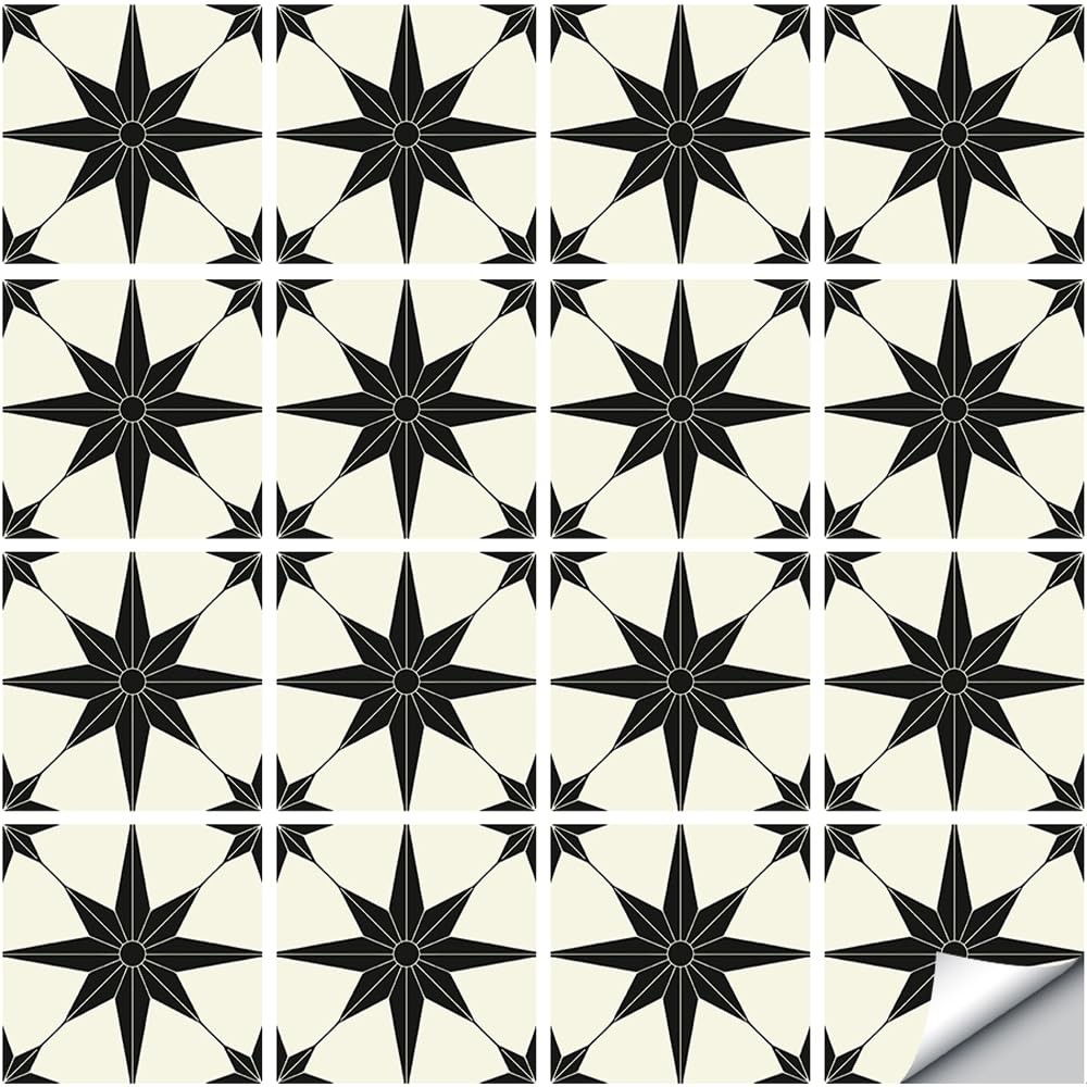 16 Pcs (6×6 in) Mandala Style Decorative Tile Stickers, Peel and Stick Adhesi…