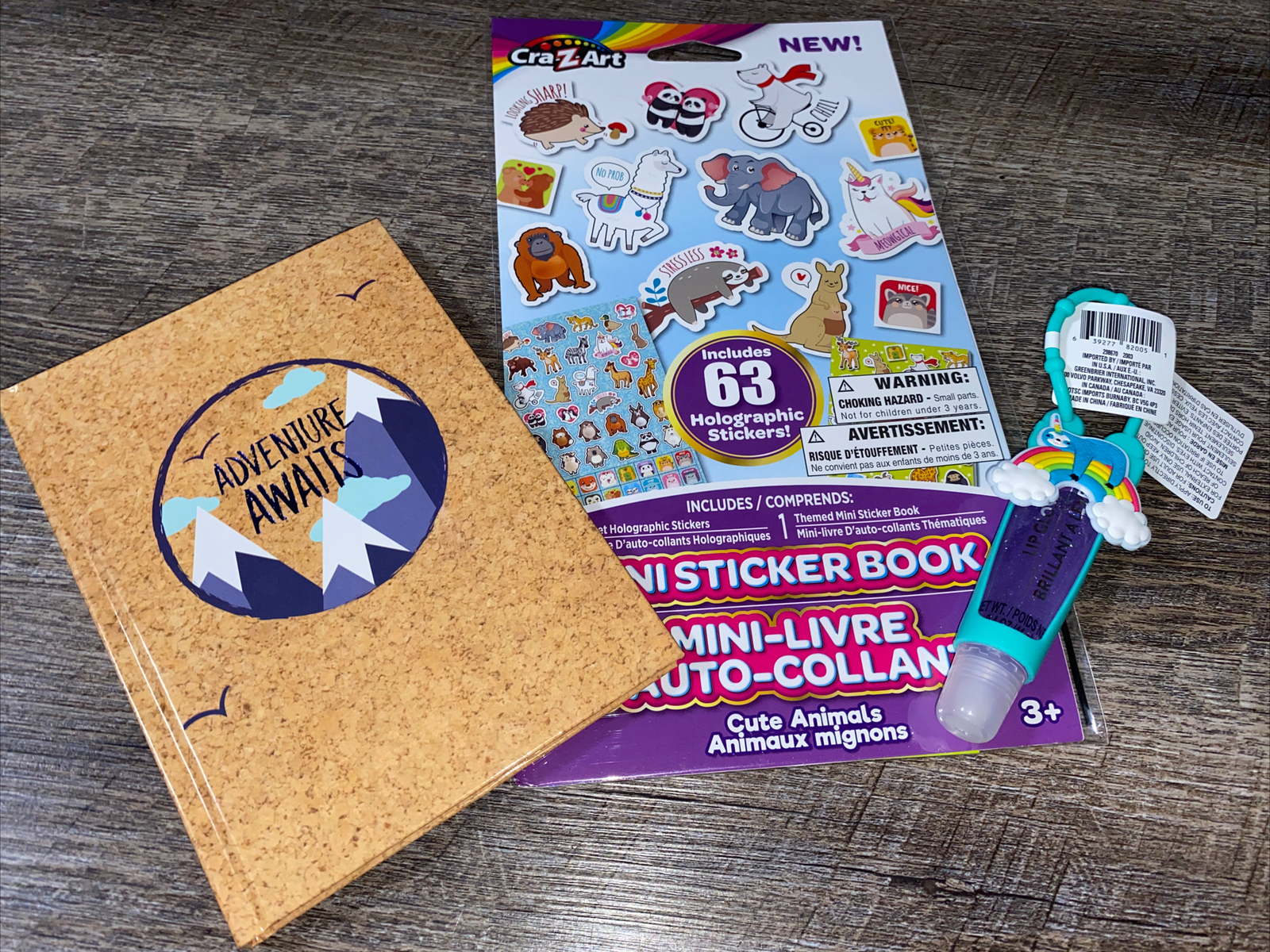 Adventure diary crazy art llama unicorn Kitty sticker Lipgloss Backpack Clip Lot