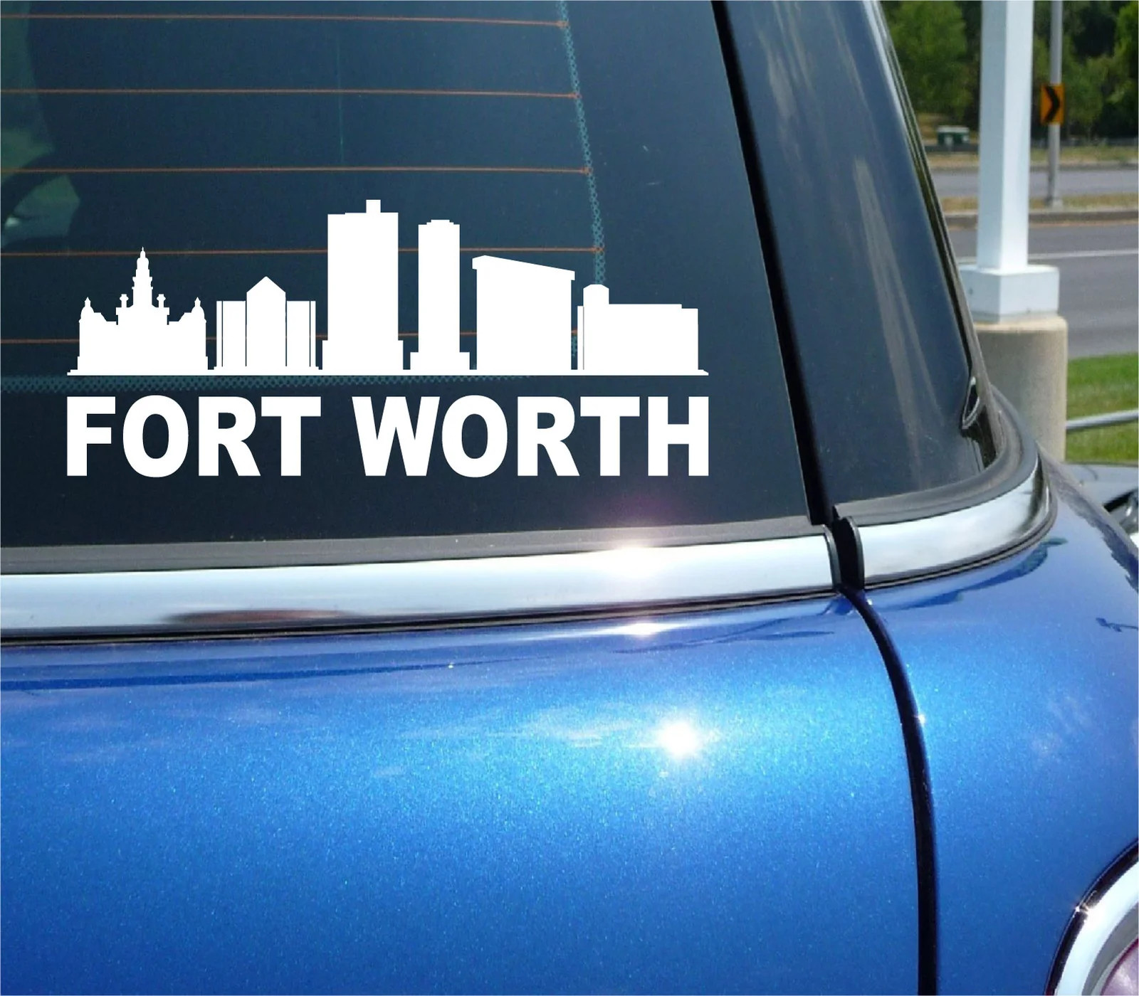 FORT WORTH TEXAS CITY SKYLINE CITYSCAPE CAR WALL DECAL BUMPER STICKER