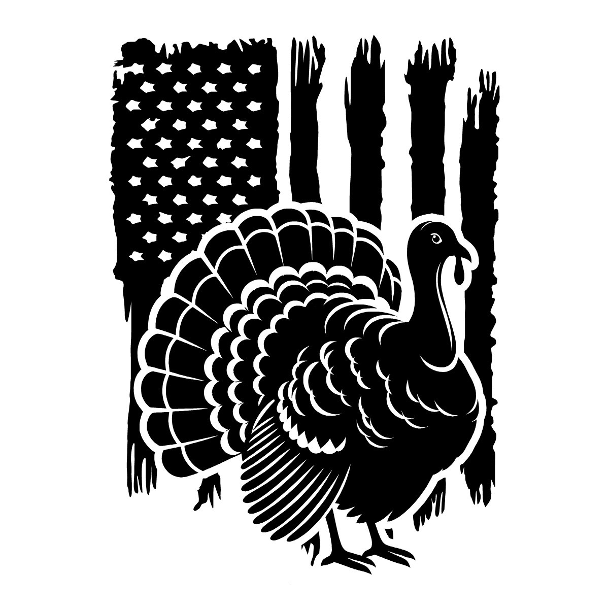 Large Distressed American Flag Turkey Hunt Gobbler Hunter Outdoor Decal Sticker