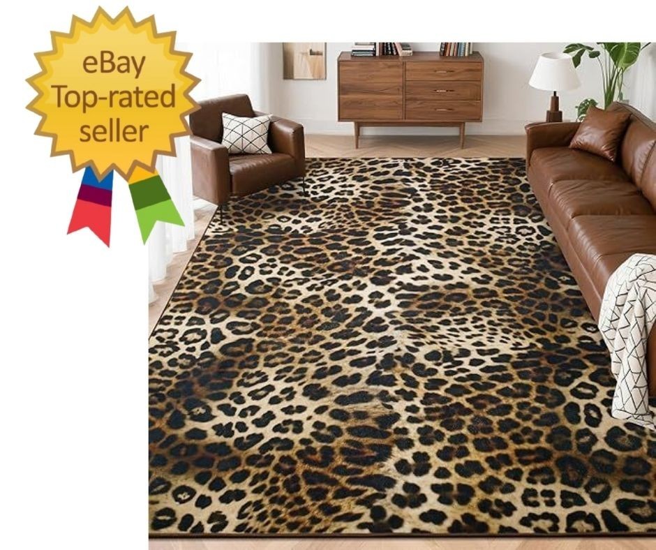 Leopard Area Rugs for Living Room, 4×6 Feet Machine Washable Cheetah Print Ru…