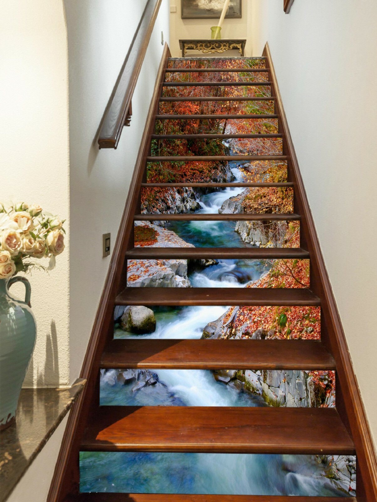 3D River Leaves 452NA Stair Risers Decoration Photo Mural Decal Wallpaper Fay