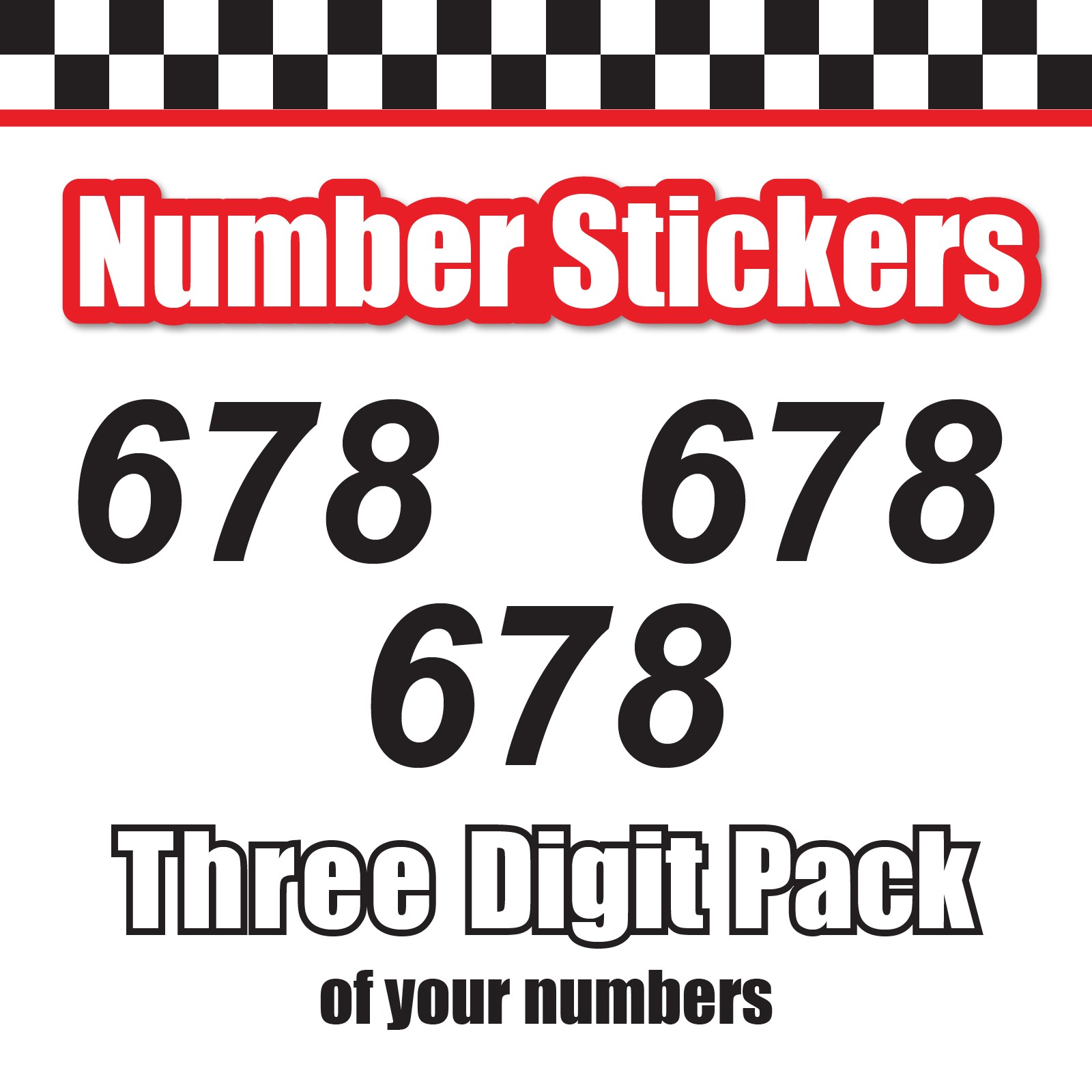 3 Digit Single Number Stickers Custom Decal Locker Door 3pcs Arial Italic