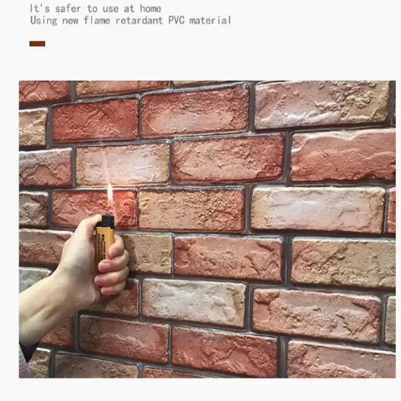 5/10Pcs Self Adhesive Waterproof 3D Wall Panels, Brick Wallpaper, Retro Sticker