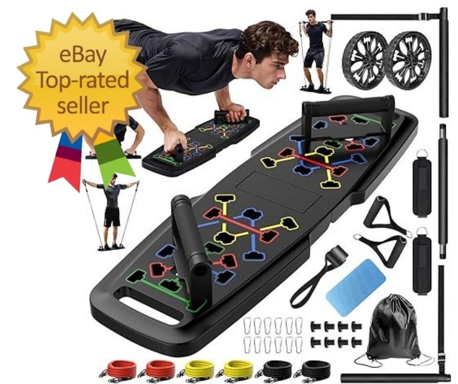 Push up Board,Home Gym,Portable Exercise Equipment,Pilates Bar and 20 Fitness Ac