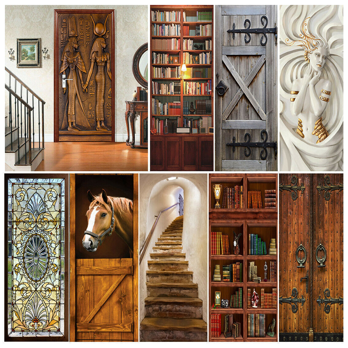 Ancient Egypt 3D Rustic Barn Door Sticker Decal Self-adhesive Wrap Mural Home Dé