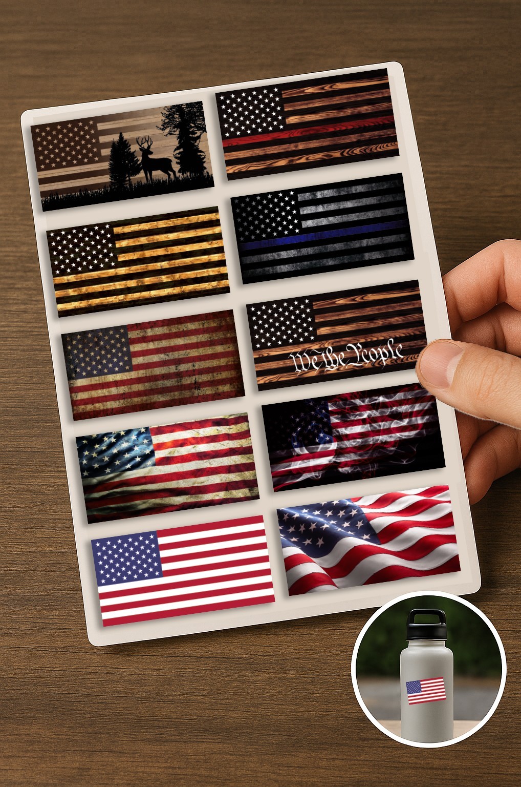 10-Pack American Flag Stickers (6″x3″) – Waterproof Laminated Vinyl Decals