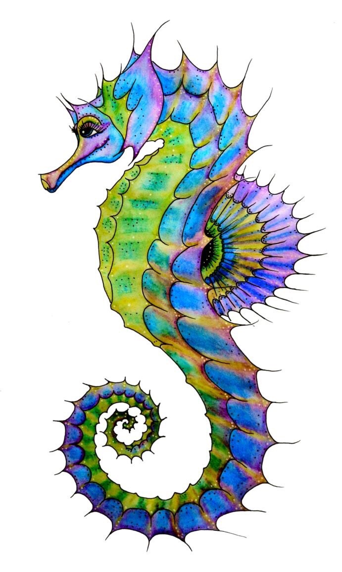 Seahorse Sticker 2″ Pony Ocean Animal Erectus Colorful Fish Rainbow Trippy
