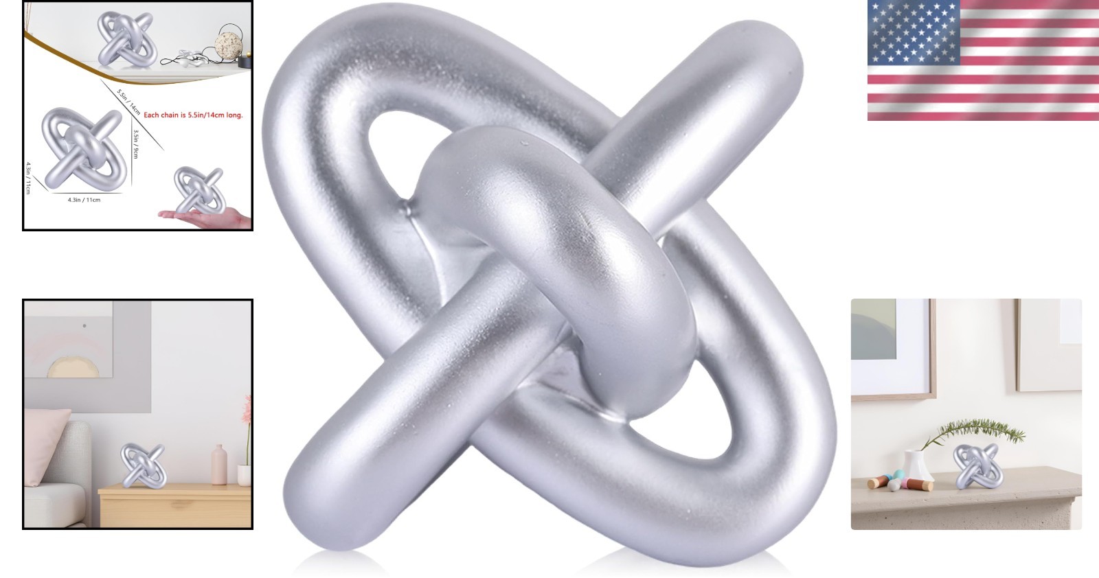 Compact Silver Knot Decor 5.5” – Versatile Abstract Sculpture for Any Room