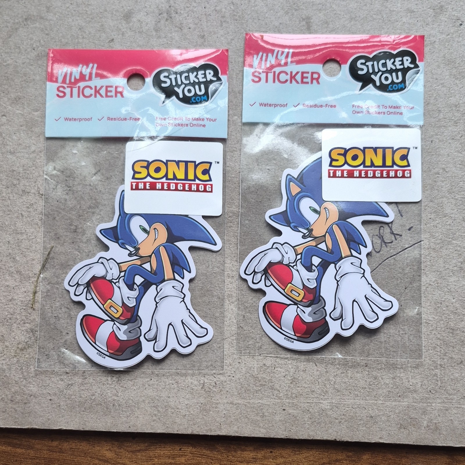 StickerYou.com Sonic the Hedgehog Vinyl Sticker Lot of 2 Waterproof Residue-Free