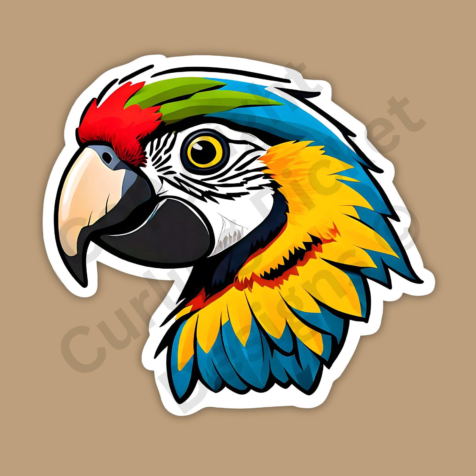 Macaw Head Exotic Parrot Bird Colorful Tropical 3″ Vinyl Sticker
