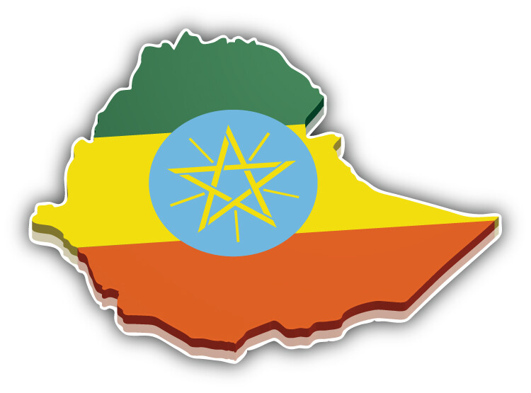 Ethiopia 3D Map Flag Car Bumper Sticker Decal