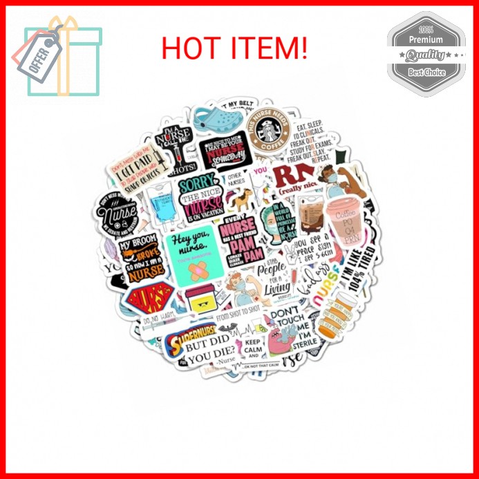 BulbaCraft 100Pcs Funny Nurse Stickers, Funny Nurse Gifts, Nursing Stickers, Med