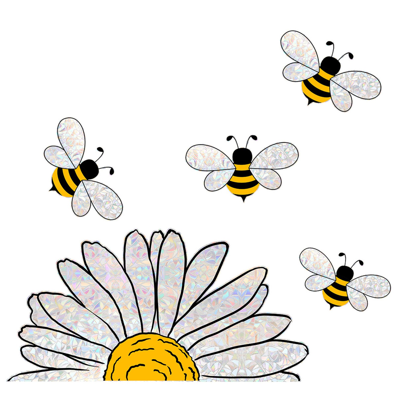 Bee Sunflower Window Clings Stickers, Double-Side Suncatcher Static Decals