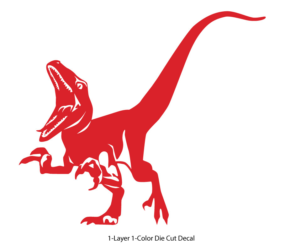 Dinosaur – Roaring Velociraptor #4 – Jurassic Period – 4-21″ wide – DieCut Decal