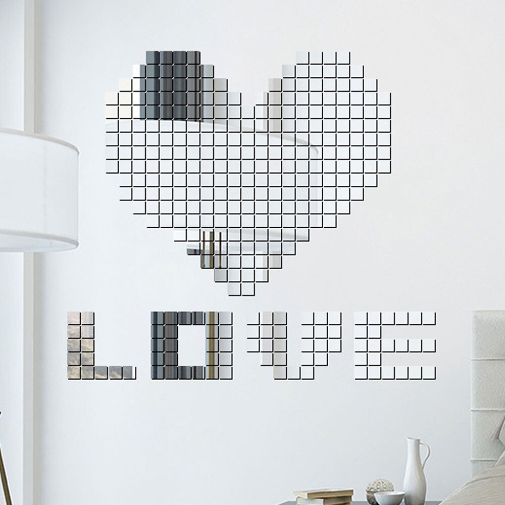 200Pcs 0.8″ Square Acrylic Mirror Wall Stickers Decal Art Murals DIY Home Decor