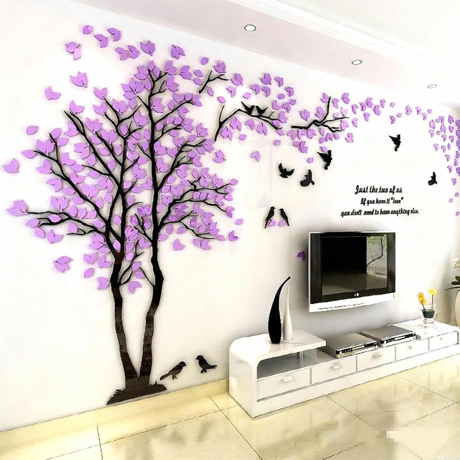 Elegant 3D Tree Wall Art – DIY Acrylic Family Tree Decal 98″x51″ Waterproof