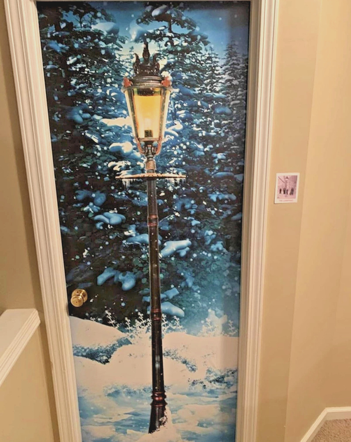 Narnia Lamppost, Lantern Door Mural, Laminated Sticker Decal, Peel’n’Stick