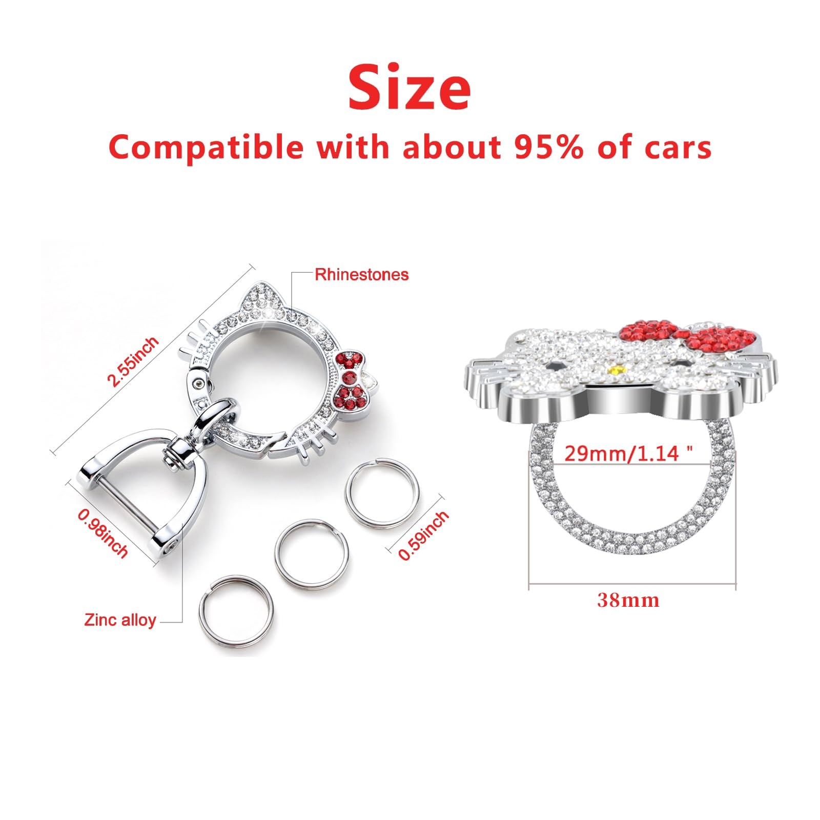 2 Pcs Bling Car Interior Accessories, Rhinestone Push to Start Button Cover w…
