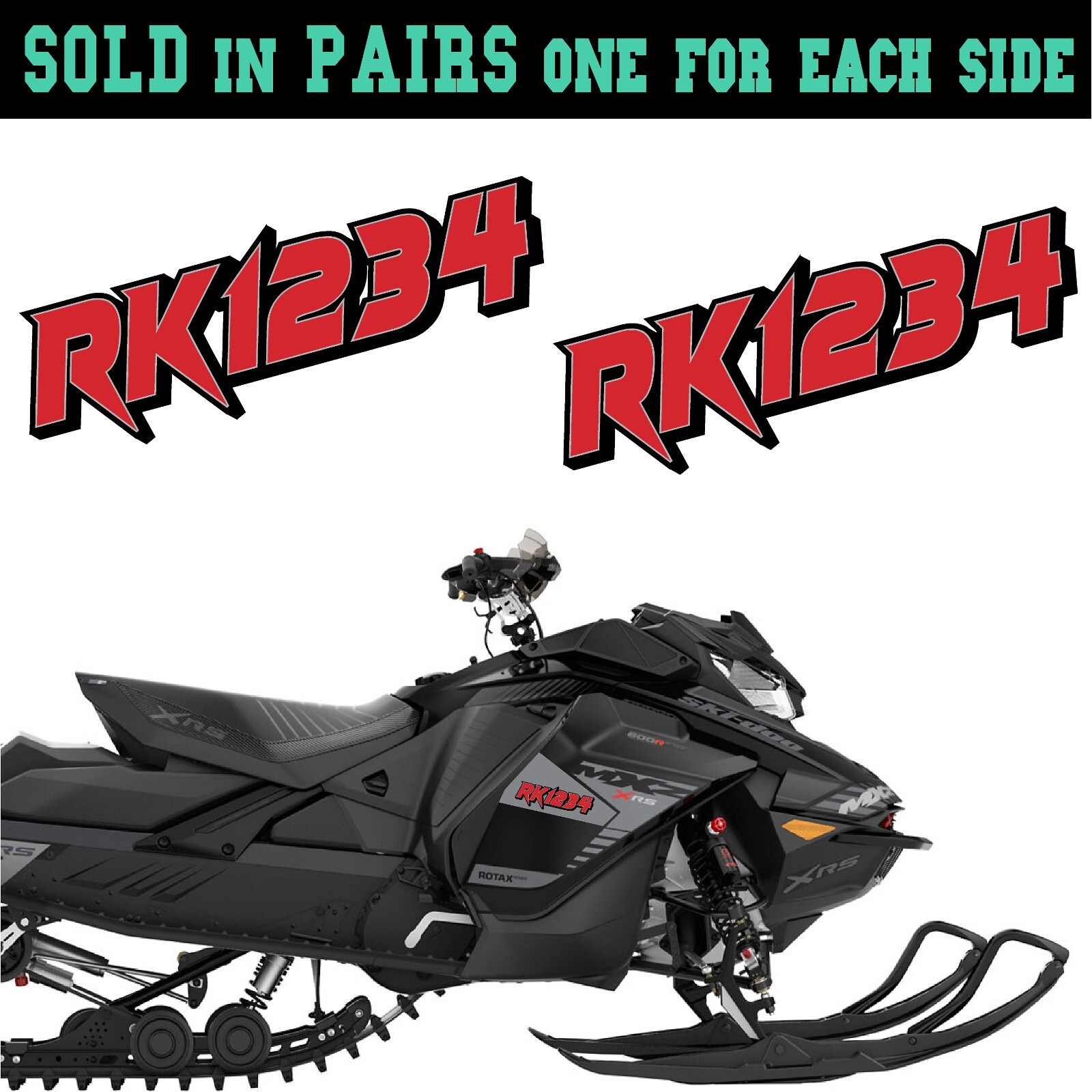 Snowmobile Registration Numbers & Letters 2 Pack Custom 2″ vinyl decal pair 2CL