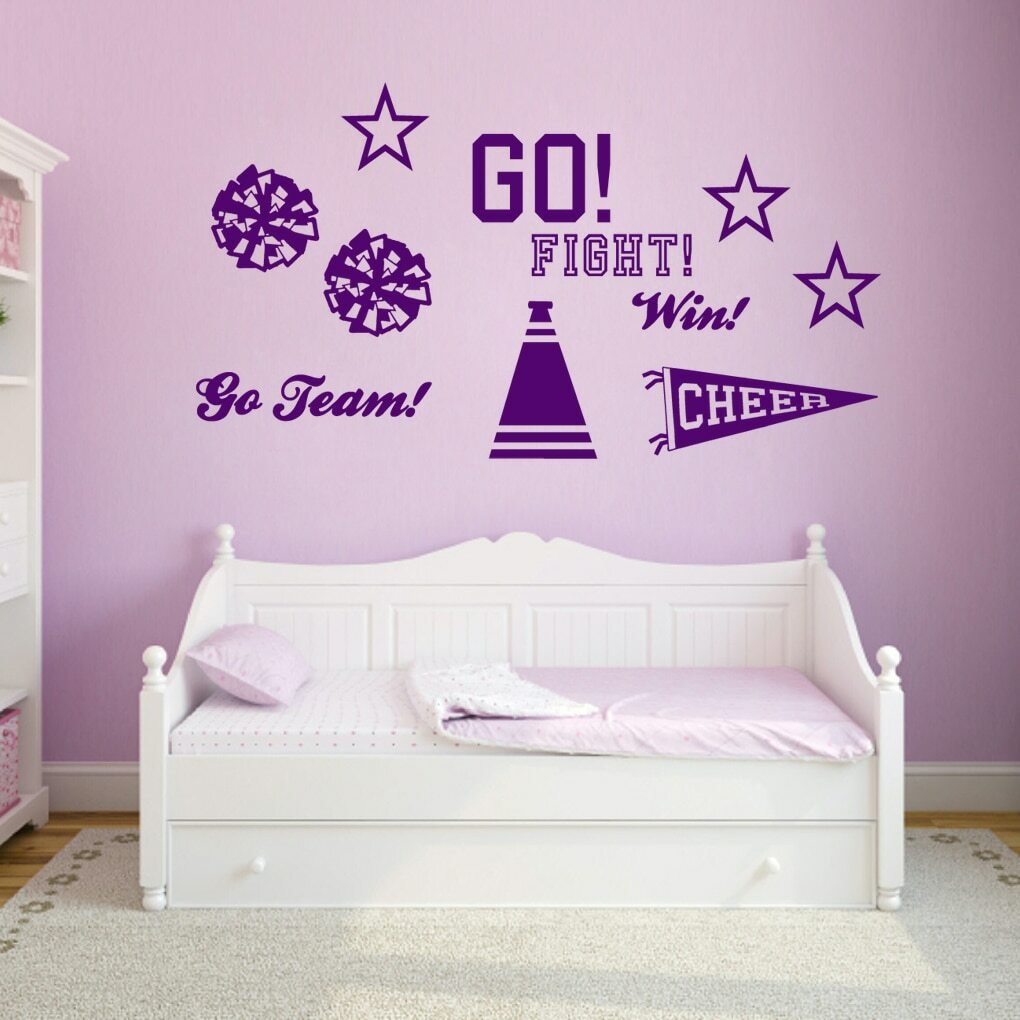 Cheerleading Wall Decal Set – Sports, Athlete, Girls, Teens, Kids, Bedroom, Art