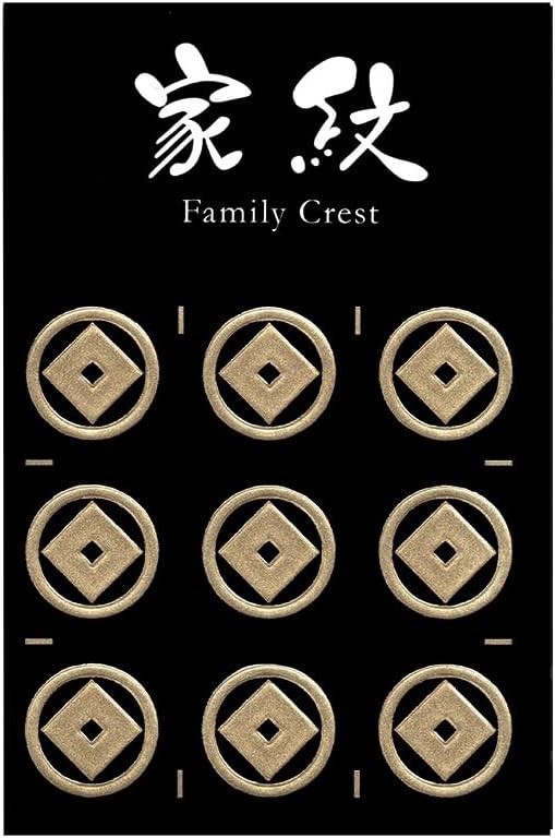 Japanese Gold Kuginuki Kamon 9P Sticker Nail Puller Crest 15mm (0.6in)